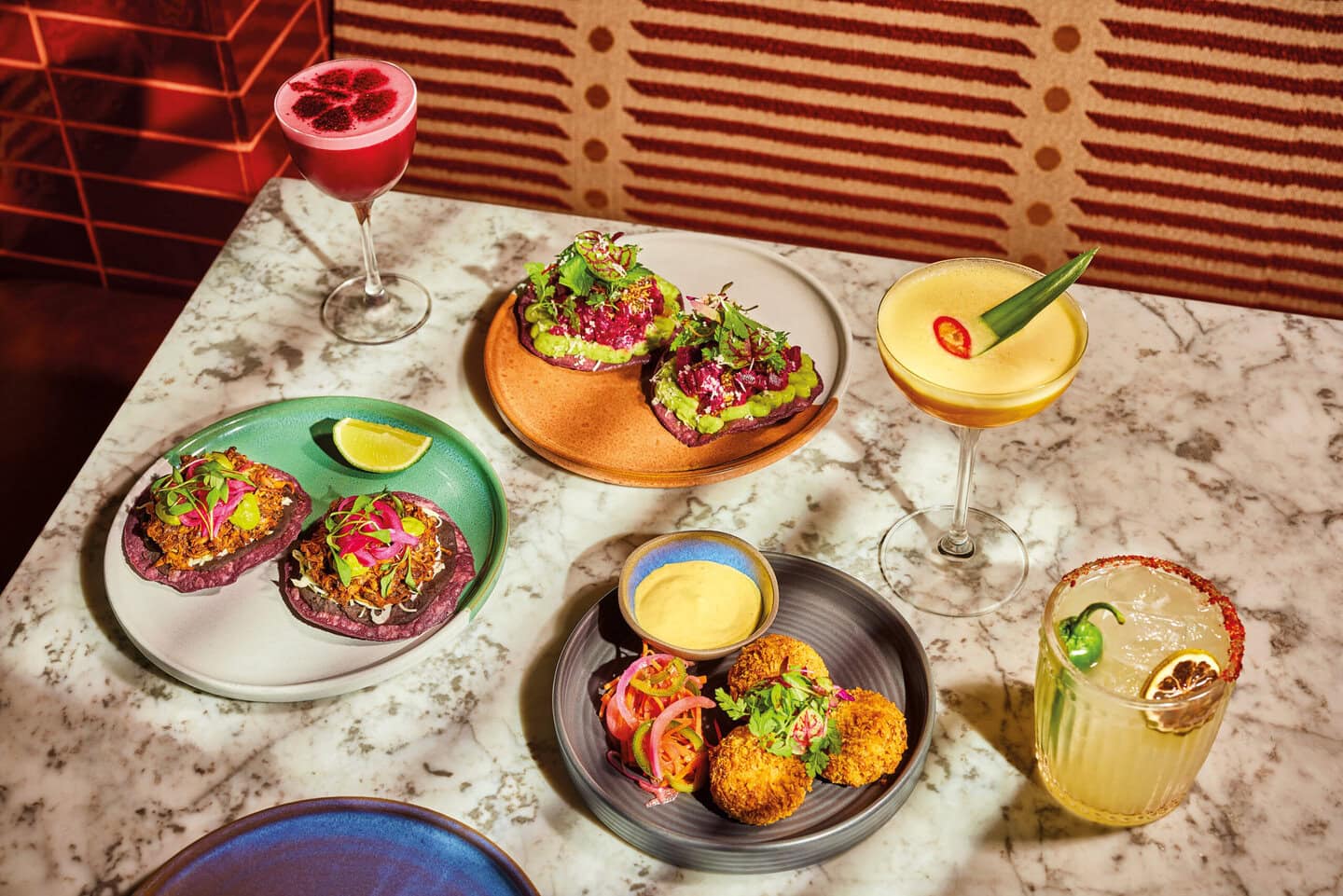 MushroomCarnitasTostadsBeefCroquetasBeetrootTostada_WithPairings_WEB-scaled